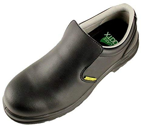 DDTX Safety Shoes Composite Toe Lightweight Work Shoes Men Black Slip On Kitchen Shoes for Chef S2 SRC Size 10