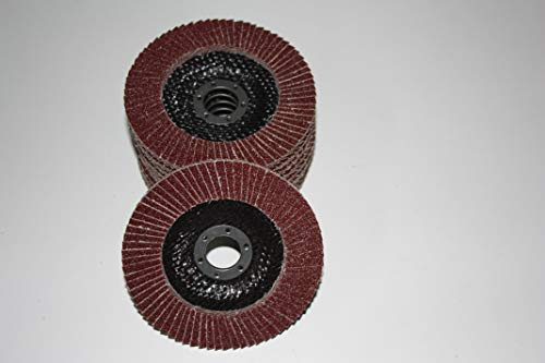 10 Stück Schruppscheiben/Standard Fächerscheiben/Schleifmopteller/Fächerschleifscheibe – Ø 125 mm x 22,23 mm – Korn 60 – braun, Hersteller HKB, Artikel-Nr. 51446