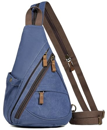 KL928 Canvas Sling Bag Rucksack Damen und Herren – Schulterrucksack Umhängetasche Crossbag Verstellbarem Schultergurt Perfekt für Outdoorsport, Wandern, Radfahren, Bergsteigen, Reisen
