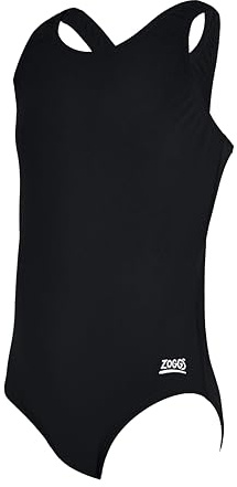 Zoggs Girl's Cottesloe Sportsback One Piece Swimsuit, Black/Eco Fabric, 8 Years UK