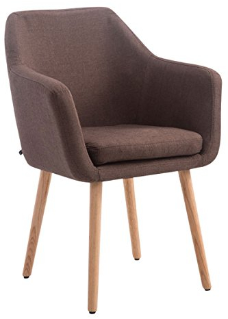 CLP Esszimmerstuhl Utrecht Mit Stoffbezug I Polsterstuhl Mit Robustem Holzgestell I Retrostuhl Mit Bodenschonern I, Farbe:braun, Gestell Farbe:Natur