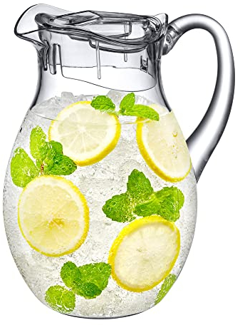 Amazing Abby - Bubbly - Plastic Pitcher (64 oz, 2 Quart), Clear Water Pitcher with Lid, Fridge Jug, BPA-Free, Shatter-Proof, Great for Iced Tea, Sangria, Lemonade, Juice, Milk, and More