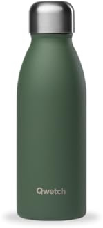 QWETCH – One Inox Ultraleicht Wasserflasche Edelstahl 500ml Khaki – Einwandige Flasche – Auslaufsicher, BPA-frei & Wiederverwendbar – Edelstahl-Trinkflasche für den Alltag, nicht isoliert