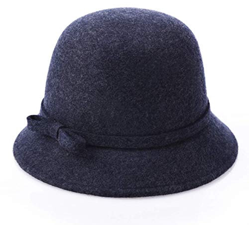 ITODA Wollmütze Winter Filzhut Damen Fedora Filzmütze Elegant Wintermütze Mädchen Winterhut Filz Damenmütze Warm Wollhut Weich Damenhut mit Schleife Schlapphut One Size Eimerhut für Outdoor Freizeit