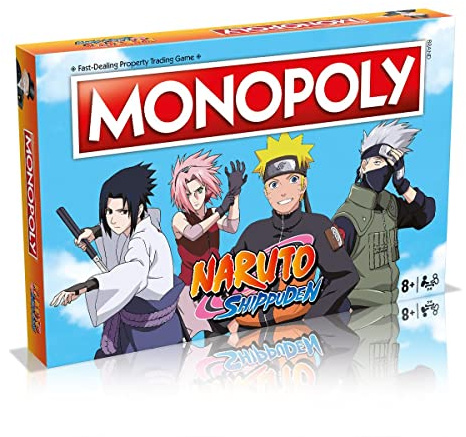 Winning Moves Naruto Monopoly Board Game English Edition, Play with Sakura, Sasuke, Naruto, Kakashi, Tsunade and many more, Fun family game for 2-6 players ages 8 and up, Great gift for Anime fans
