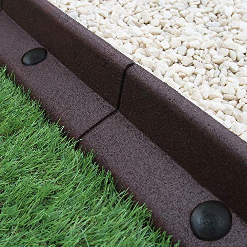 Monster Shop Bordes de Césped Flexibles Bordes de Césped de Jardín Caminos Bordes de Parcelas Vegetales Bordes Elevados Césped Artificial de Goma Marrón | Paquete de 22 x 1.2m