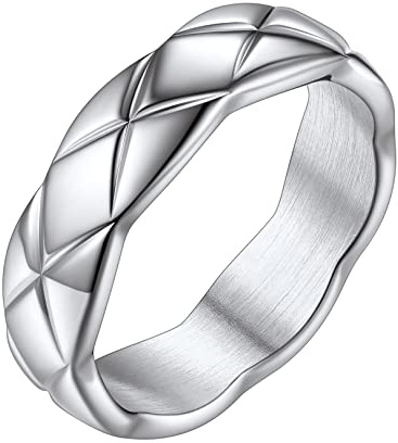 FOCALOOK Ehering Partnerring für Männer 6mm breit Edelstahl X-Kreuz Design Verlobungsring Antragsring Trauring Herren Modeschmuck für Jahrestag Valentinstag Größe 64 (20.4)