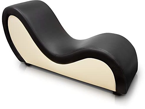 QUIRUMED Poltrona Tantra, Colore Nero-Beige, Divano Coppia, Divano Relax, Similpelle, Ergonomico, 162 x 48 x 48-80 cm