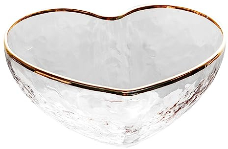 Veemoon Ornaments Glass Glass Heart Bowl Clear Serving Bowls Set Heart Shaped Salad Bowls Love Bowl Irregular Bowls for Fruits Salad Dessert Ice Cream Clear Bowls