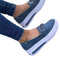 BYYLECL Damen Athletic Walking Schuhe Frau Keil Plateau Sneakers Tie-Up Slip-on Flache Schuhe Casual Canvas Low Top Dicke Sohle Schuhe