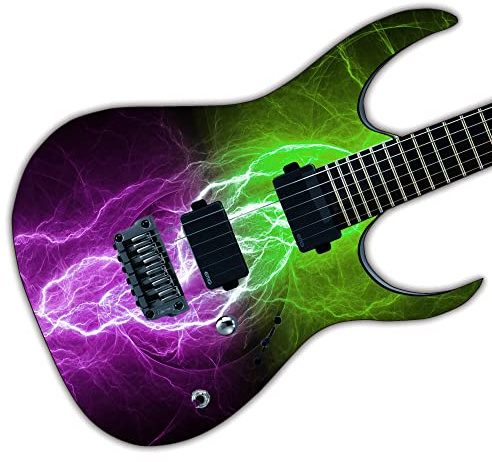 GS122 Vinyl-Aufkleber für Gitarre oder Bass, Neon-Lightning