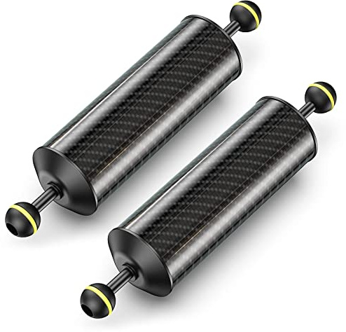 Sea Frogs Underwater Floating Arm D80 mm, 10 Inch 254 mm Carbon Floating Double Ball Arm Diving Buoyancy System for Diving Tray Video Light Strobe (Pack of 2) | Floating Double Ball Arm Diving Buoyancy System For Diving Tray Video Light Strobe