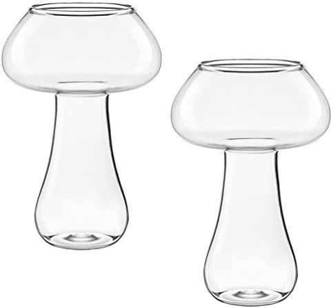 CALLARON 2stücke Pilzförmige Becher Aus Glas Coole Trinkgläser Für Bar Mehrschichtige Cocktailbecher Edle Trinkbecher Für Rotwein Whisky Und Cocktails Barzubehör Für Feiern Und Partys