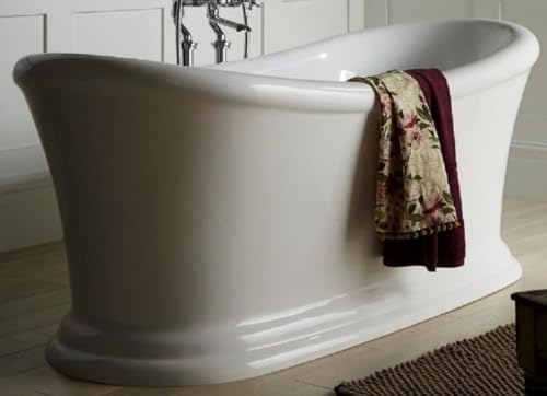Casa Padrino Luxus Jugendstil Acryl Badewanne Weiß 177,5 x 88,5 x H. 74,5 cm - Gebogene freistehende Retro Antik Badewanne - Barock & Jugendstil Badezimmer Möbel