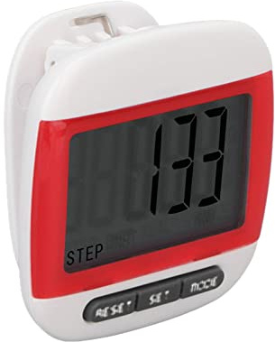 Walking Pedometer, Step Counter Easy Data Reading Accurate Counting Waist Clip for Adults for Exercise (Red)