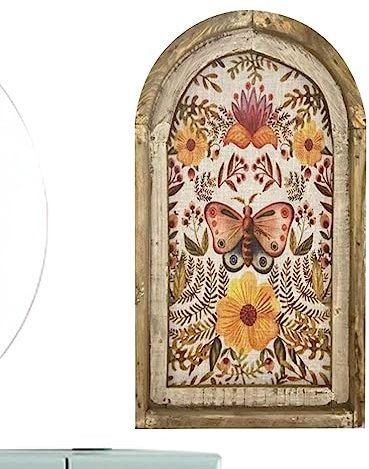Geruwam Meerjungfrau Bild Wandkunst | Vintage Meerjungfrau Poster | Bohemia Schmetterling und Meerjungfrau Holzbilder für Wohnzimmer, Schlafzimmer, Fenster