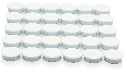 PYJLBX Calamite Potenti per Frigorifero e Lavagna Magnetica, 30 Pezzi di Calamite Piccole e Potenti, Magneti Frigo Rotondi, per Frigo e Lavagne Bianca (Bianco)