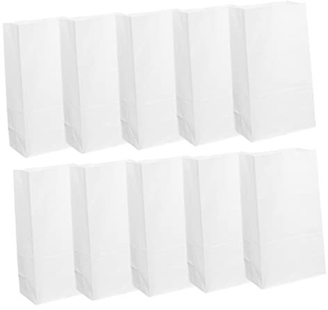 CHILDWEET 50stücke Lebensmittelechte Frühstücks-papiertüten Aus Weißem Kraftpapier Mit Quadratischem Boden Fettabweisend Für Backwaren Süßigkeiten Snacks Und Partyverpackungen