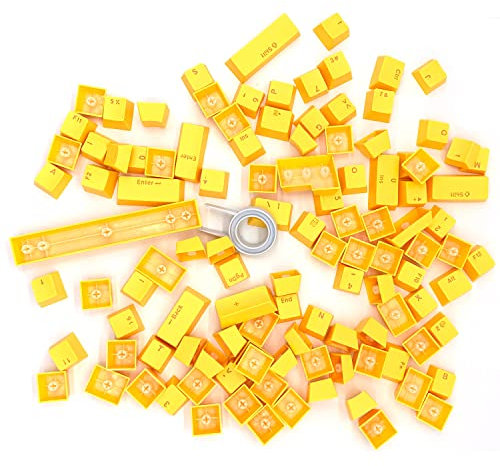 Keycaps for Mechanical Keyboard Compatible with MX Switches Doubleshot Support Led Lighting Keycaps OEM Profile for DIY Gaming Mechanical Keyboard 104 Keys (Yellow)