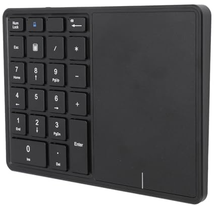 Bewinner 4.2 2,4 G Kabelloser Ziffernblock mit Touchpad, 22 Tasten, Externer Nummernblock für Laptop, Desktop, PC (Black)
