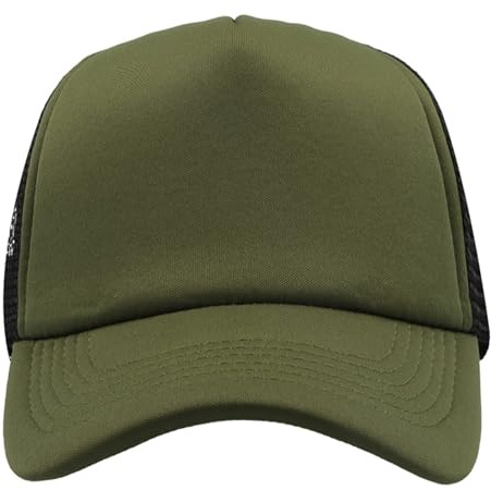 noTrash2003 Trucker Mesh Baseball Cap Truckerkeps Unisex En storlek och barnmodeller Basecap Baseballkeps 30 färger enfärgad tvåfärgad polyester bomull, Oliv-svart, En Storlek