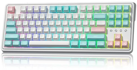 FL ESPORTS 75% Keyboard, Wireless Gaming Keyboard, 3-Modes Creamy Mechanical Keyboard Hot-Swap with Pre-lubed Linear Switch for PC/Tablet/PS/Xbox (White)