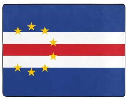 WHJWZY Carpet 63 x 48 in - Flannel Area Rug for Living Room, Office, and More Flag of Cape Verde Prints