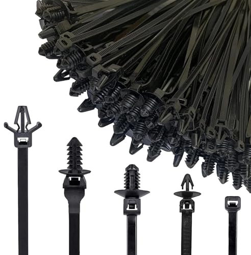 Automotive Zip Ties Kit | Push Mount Cable Ties | 160PCS Heavy Duty Self-Locking UV Resistant Wire Ties | Push Mount Cable Zip Tie for Indoor Wire Bundling, Construction, Automotive Boat Trailer