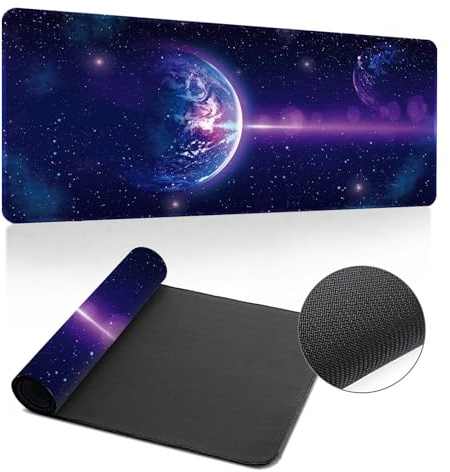 Hearda Mauspad XXL/XL/L, 3D Landschaftsdrucke Gaming Mauspad, Mauspad mit Anti - Rutsch Gummiboden, Vernähte Kanten Mousepad, Abstraktes Mouse pad für Büro, Zuhause (1200x600x3mm,Planet)