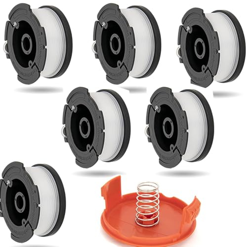 4pcs Spool Trimmer Spool & Line Compatible with Black Decker Replace AF-100 ST5530-GB GLC3630L20-GB STC1820PC-GB BESTA530-GB BESTA525-GB (with 1 Cap,1 Spring)
