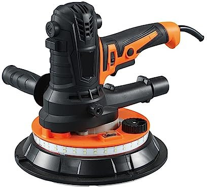 Ponceuse Murale, 180mm mur mastic main électrique sans poussière cloison sèche ponceuse plâtre ponceuse Machine de polissage rectifieuse avec lumière LED,Collecte Efficace de La PoussièRe
