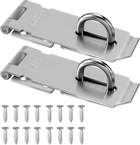 Bohaner 2 x hänglås hasp 10 cm rostfritt stål dörrlås lås lås lås anordning låslås säkerhetsöverfall med skruvar för dörr fönster skåp sovrum badrum