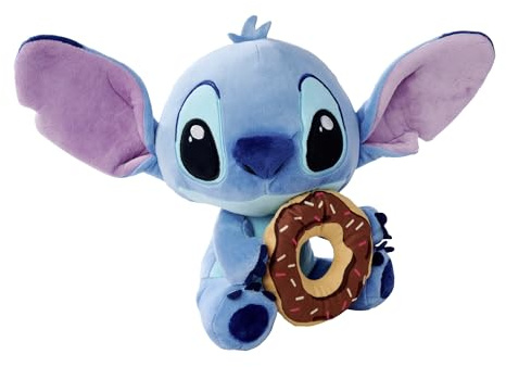 Simba Disney Stitch Kuscheltier mit Doughnut – Plüschfigur zum Knuddeln, mit Schoko‑Donut und Streuseln, süßer Disney‑Klassiker für Fans und Kinder, blau, 25 cm, ab 0 Jahren