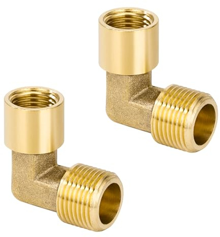 Conector de Tubo de Codo de Latón, 2 Piezas 3/8 Macho a 1/4 Hembra Rosca Accesorios de Tubería de Codo de 90 Grados para Agua, Conexión, Conversión