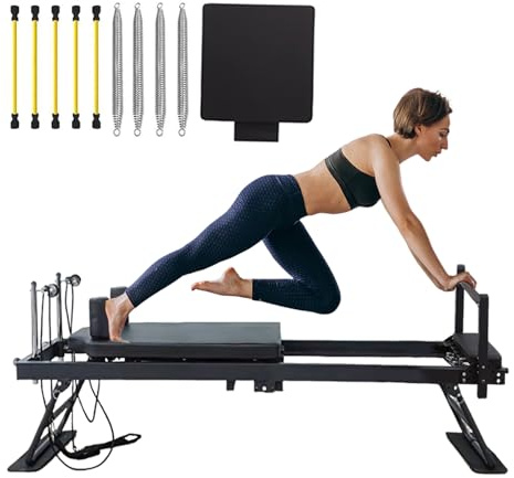 B-7 Pilates Reformer Maschine, Faltbare Pilates Reformer mit Sprungbrett für Das Training zu Hause, Pilates TrainingsgeräTe für Krafttraining, Tragkraft 120kg,A