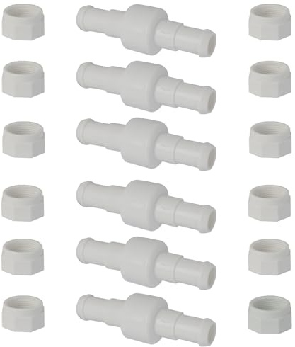 Mtuiewo 6-Pack Pool Cleaner Hose Swivel for Polaris Pool Sweep - D20 Hose Swivel with D15 Nut for Zodiac Polaris 280, 380, 180, Replacement for Polaris Swivel Hose Connector