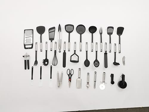 Küchenhelfer Set Profi Kochbesteck, 40tlg Küchenzubehör, Haushaltshelfer Set, Kochutensilien, mit Schöpflöffel,Wender,Schneebesen, Gemüseschäler, Koch Löffel Küchenhelfer Kochutensilien Set Kochset