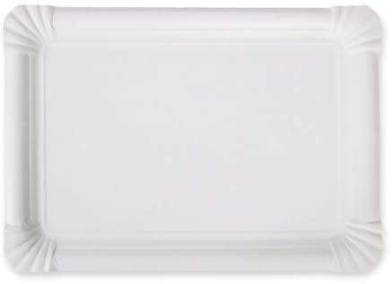 125 Stück NATUREStar Pappteller rechteckig | Pappe, Packung, weiß, L: 30cm, B: 21cm, Pappteller, Einwegteller, Einweggeschirr