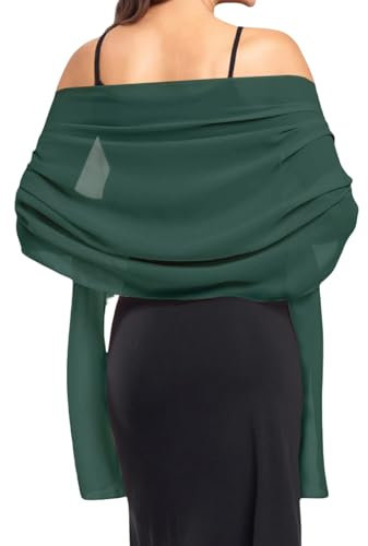 Bequeme Stola Für Abendkleid Damen Chiffon S-ommer S-heer Tücher Und Wrap-s Schals & Tücher Hochzeit Braut Schultertuch Leichter Weicher Schal Für Brautkleid Alltagskleidung (Green, One Size)