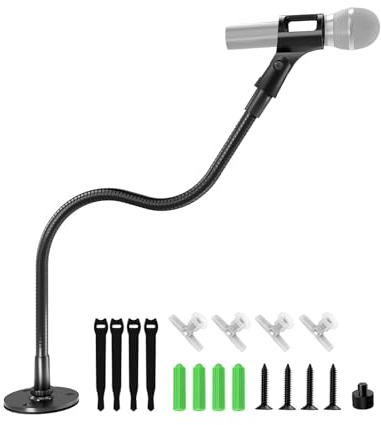 Mic Stand,19 Zoll Schwanenhals-Mikrofonständer, Verstellbarer Mikrofon Arm mit gewichteter Basis, Mikrofon Halterung mit Doppelter Funktionalität für die Wand- und Tischmontage