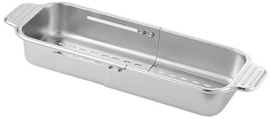 Passoire extensible pour évier de cuisine en acier inoxydable avec poignée pour légumes, fruits, S