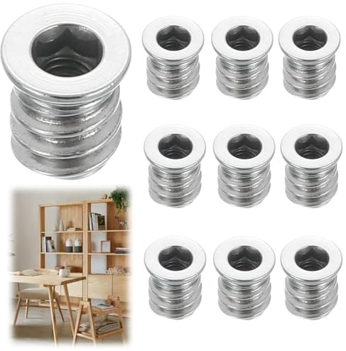 Lot de 10 inserts filetés M4 pour kit de bois, 304 S/tainless S/teel – Matériel de fixation de meubles pour canapé, lit, table à faire soi-même, avec outil de clé hexagonale, boulons et rondelles M4