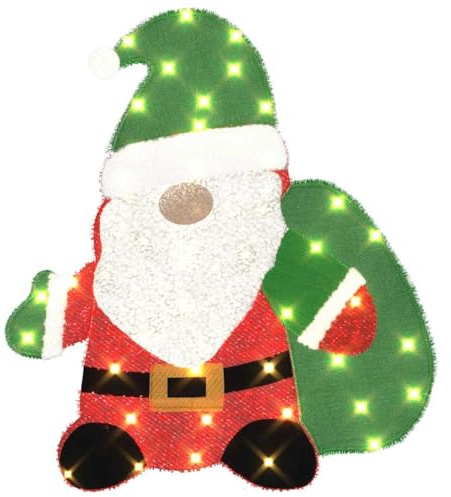 vidaXL Beleuchteter Weihnachtsmann Warmes Weiß 70 x 62 cm Lamé-Stoff
