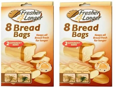 Bread Storage Bags, 2 Different Sizes, Pack of 16 | Keeps Bread Fresher for Longer, Ideal for Home & Kitchen
