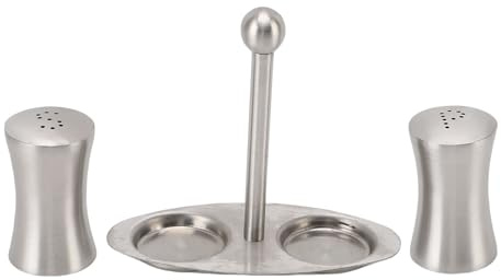 ANKROYU Juego de botellas de condimento de acero inoxidable 304, 2 uds., recipientes modernos y duraderos para salero con estante para cocina y restaurante