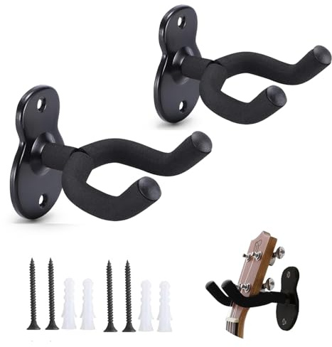 Wandhalterung Gitarre Gitarrenhalter für die Wand - Universal Gitarren-Wandhalter Schwarz,Geeignet für Akustikgitarre,klassische Gitarre,Bass,E-Gitarre alle Saiteninstrumente (2 Stück)