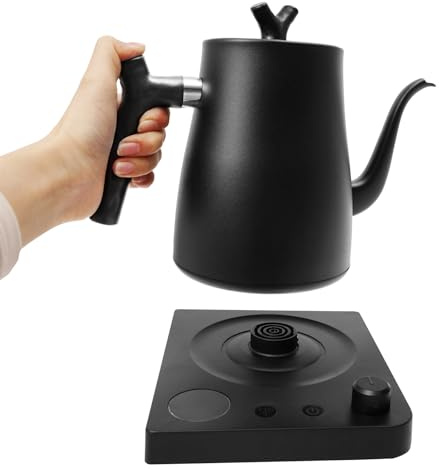 1 liter Edelstahl Wasserkocher, 1000 W Elektrisch Teekocher Klein Schwanenhals Teekessel mit Temperatureinstellung, Gooseneck Kettle Wasserkessel für Kaffee & Tee (Schwarz)