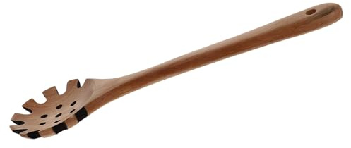 COHEALI Spaghettilöffel aus Buchenholz mit Hohlem Design und Langem Griff für Haushalt Praktischer Nudelfilter als Küchenutensil in Braun