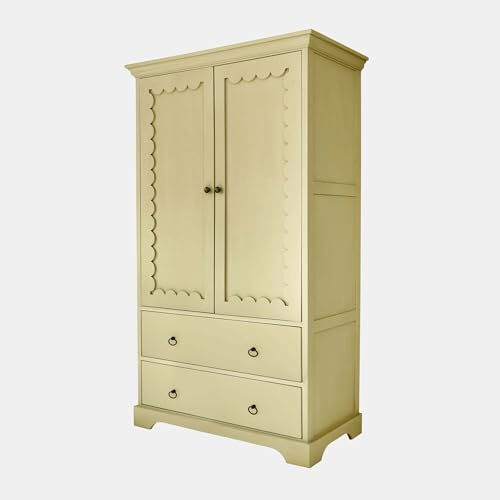 Loberon Kinderkleiderschrank Frollin - Verspielter Look - Durchdachte Aufteilung - viel Stauraum - Kinderzimmer - Mangoholz - Eisen, grün/gelb