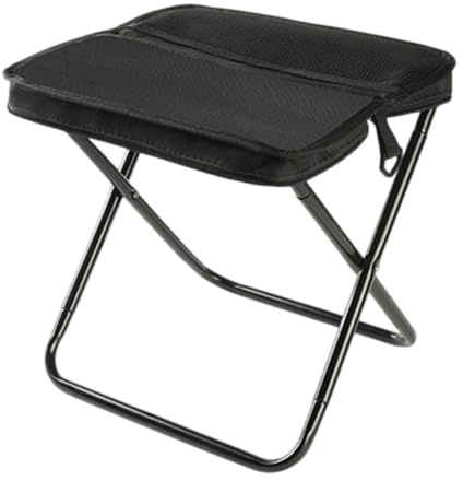 SunsoilGiant Faltbarer Sitz Tragbarer Outdoor Hocker Campingstuhl Faltbarer Rucksackstuhl Kompakter Klapphocker mit Integrierter Tasche Aus Oxfordstoff für Angeln, Schwarz